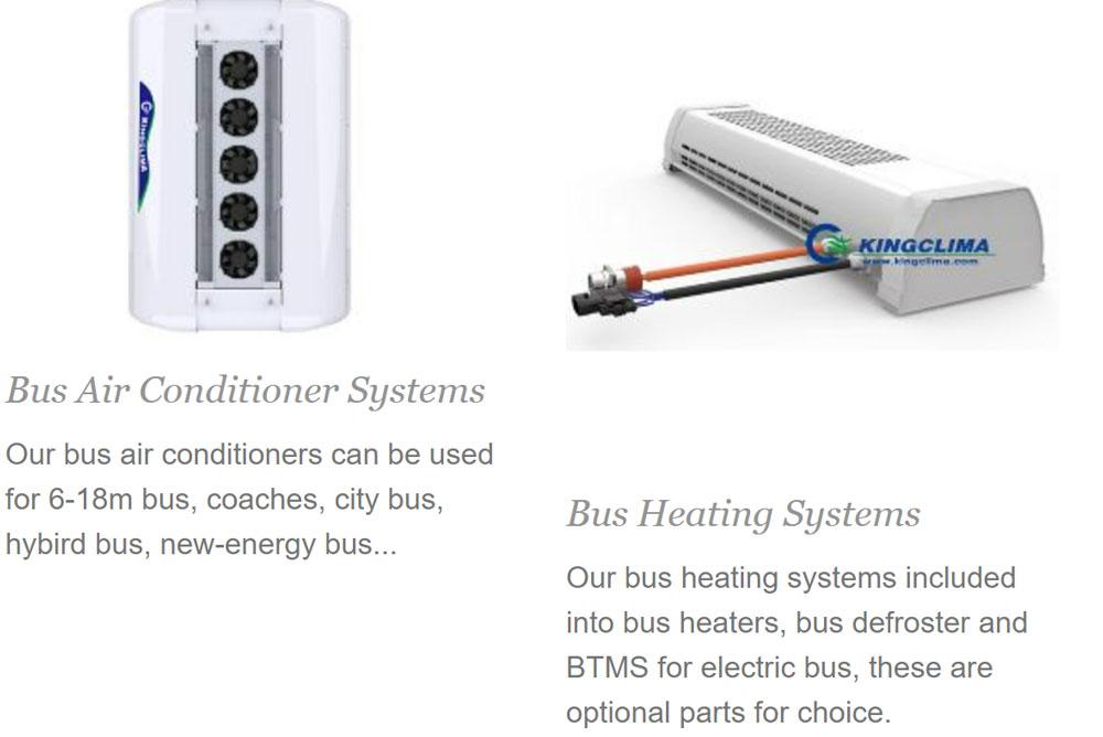 kingclima bus air conditioners and heating systems